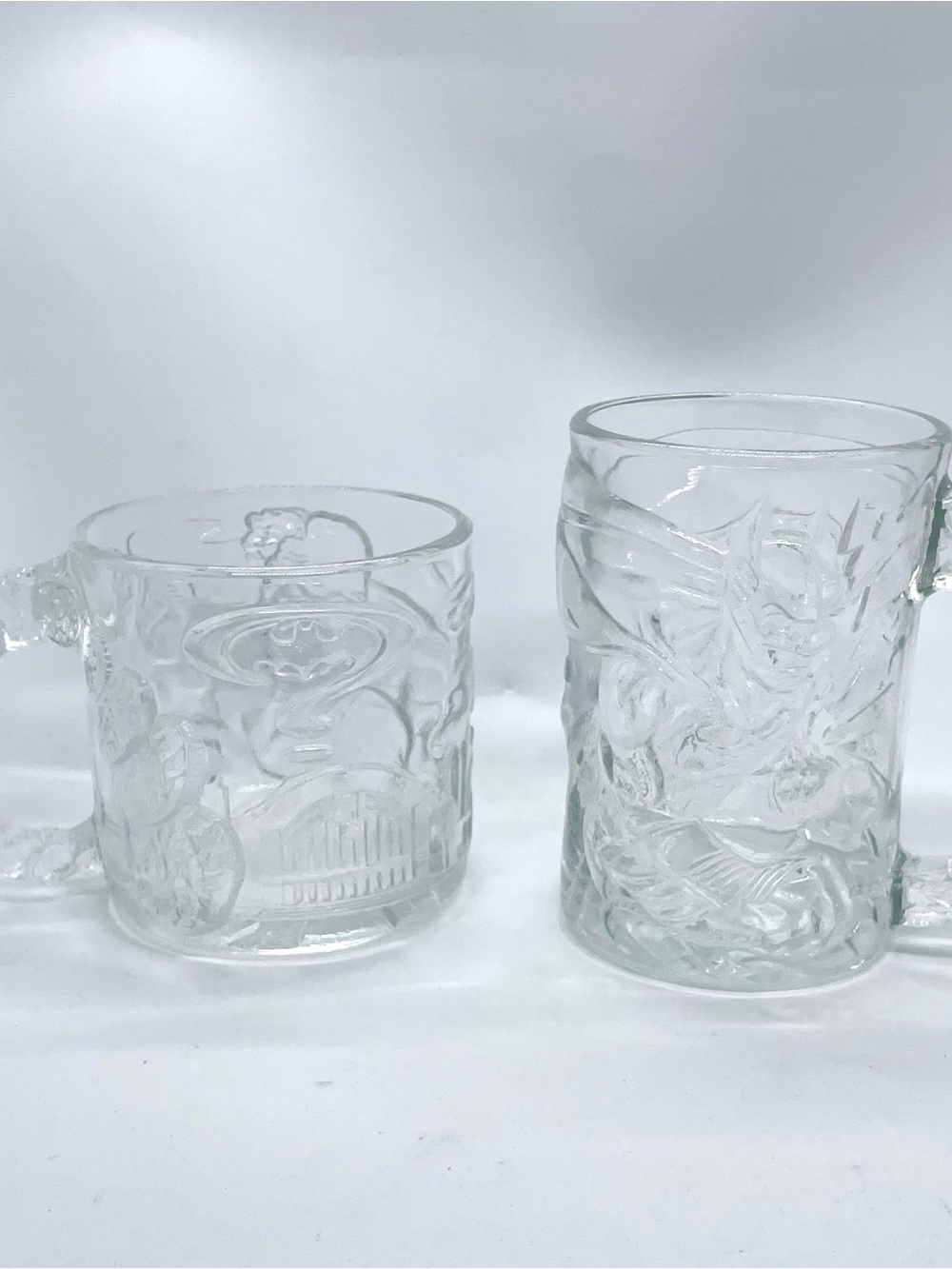 2 Vintage 1995 McDonald's Batman Forever Glass Mugs - Batman & Two-Face Set